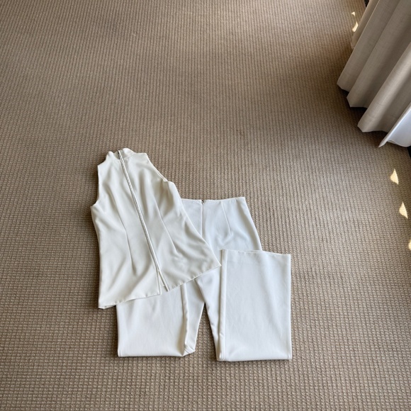 BLACK HALO Wide Leg Pant Set | Cream | Size 6 - Picture 8 of 11